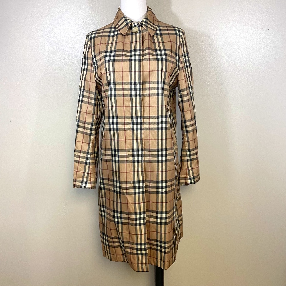 BURBERRY - The Signature Check Raincoat - Size US 6